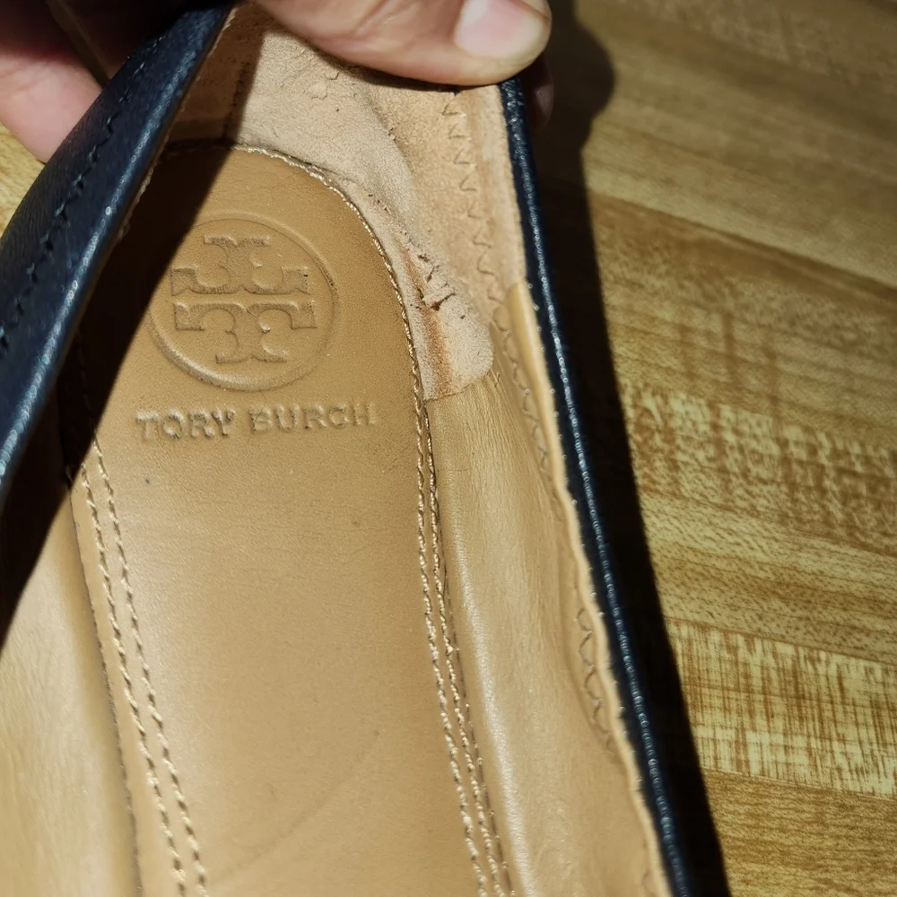 TORY BURCH Minnie Embellished Logo Travel Ballet Flat, size 7M